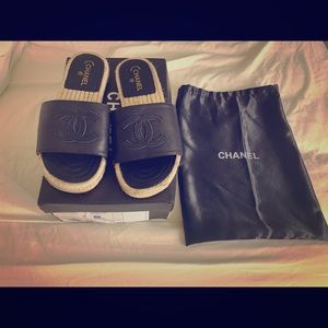 Chanel Espadrill Slides